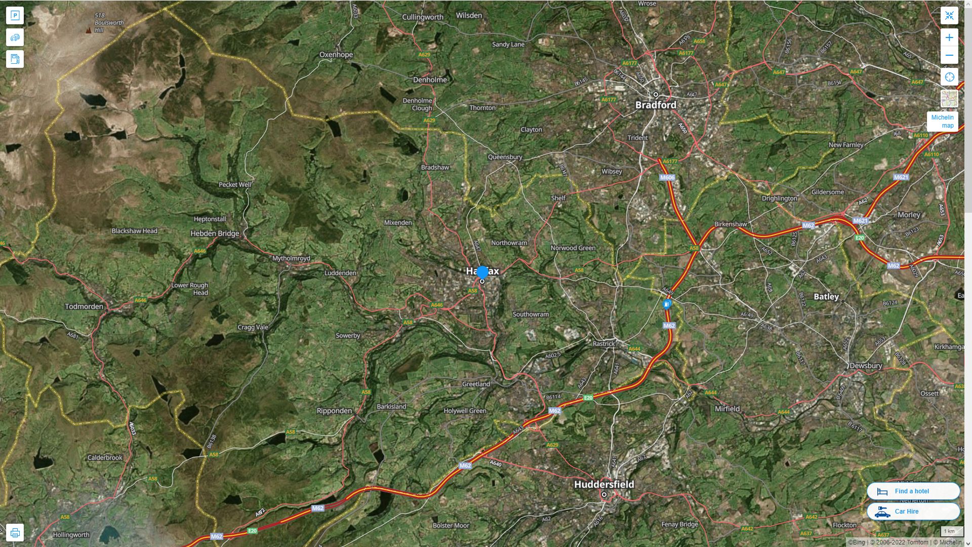 Halifax Highway and Road Map with Satellite View
